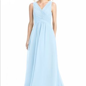 Azazie baby blue braidsmaid dress, ankle length.